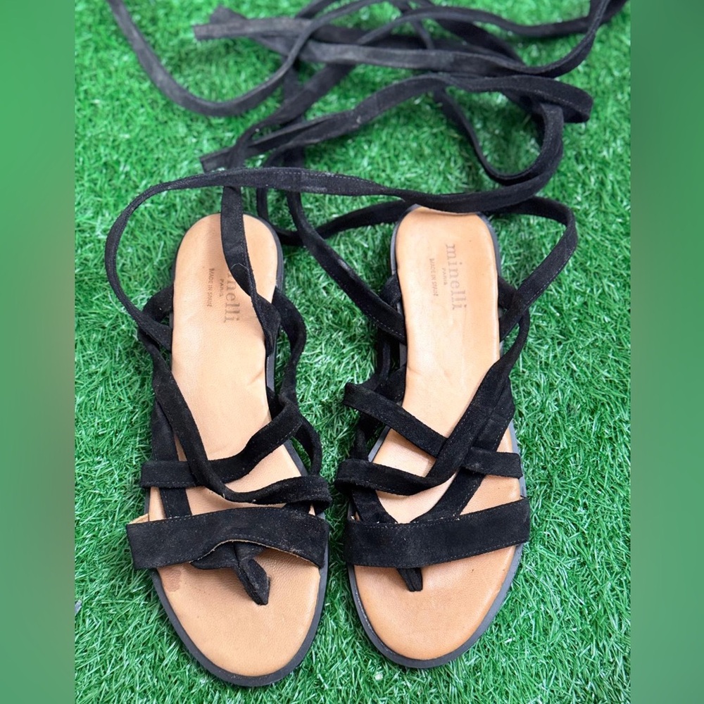 Minelli Black Strappy Sandals‎ Size 40
